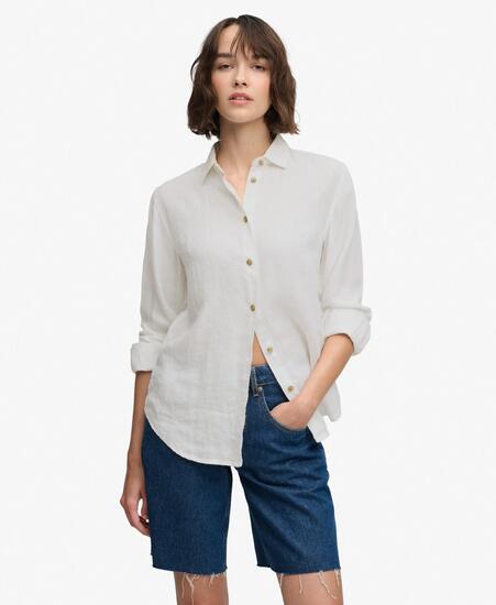 superdry Premium Linen Boyfriend Shirt 100% Leinen – Relaxed Fit