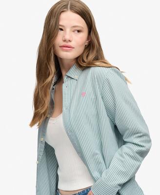 Superdry slim oxford overhemd lange mouw van biologisch katoen – optic white