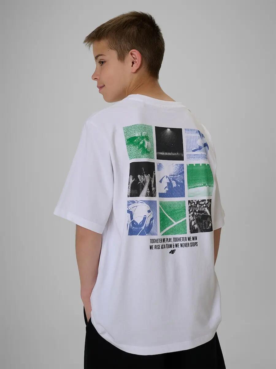 T-shirt loose z nadrukiem chłopięcy 4F 4FJRSS26TTSHM4277 2/7