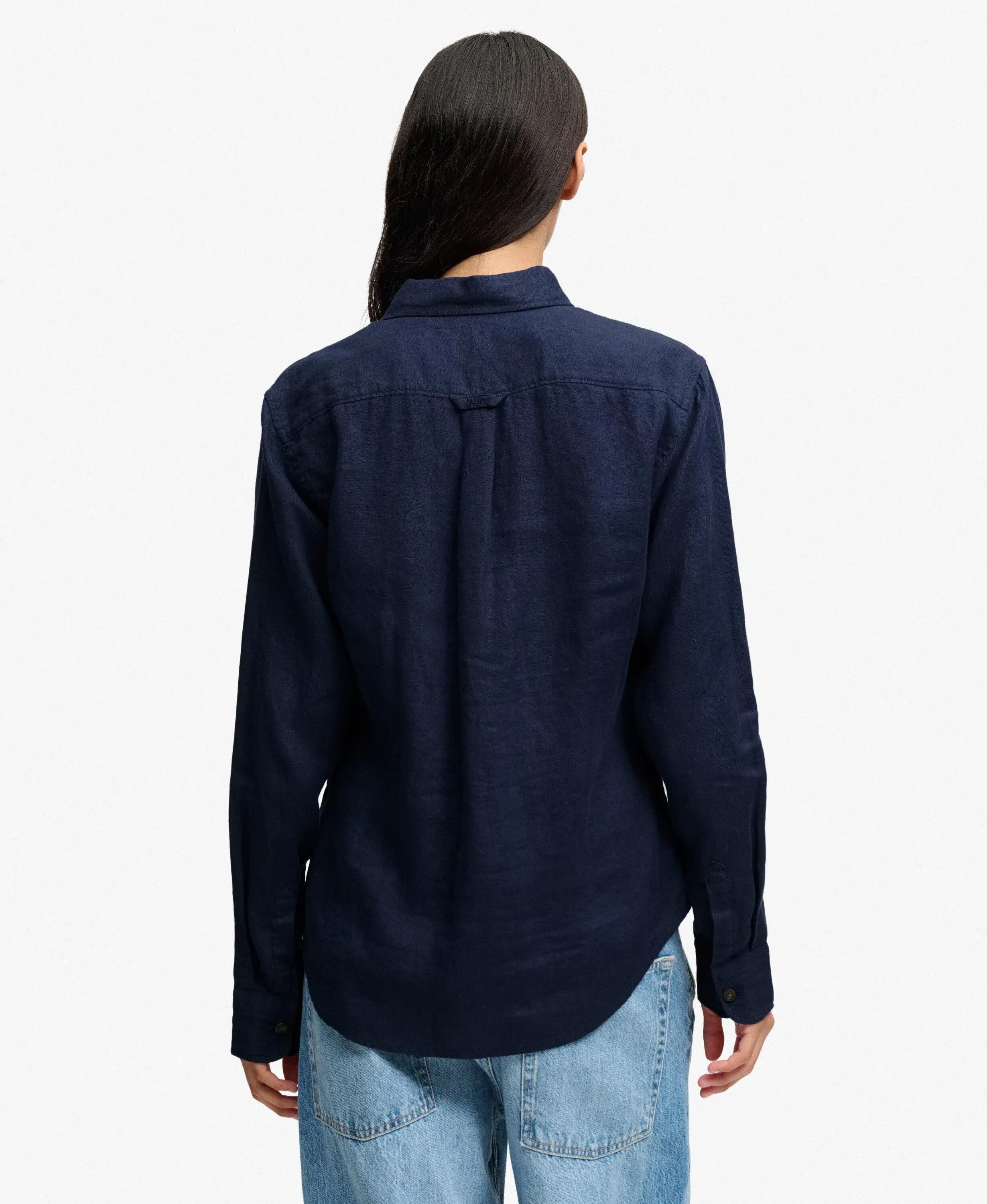 superdry Camisa Slim Premium de Linho – Richest Navy 5/7