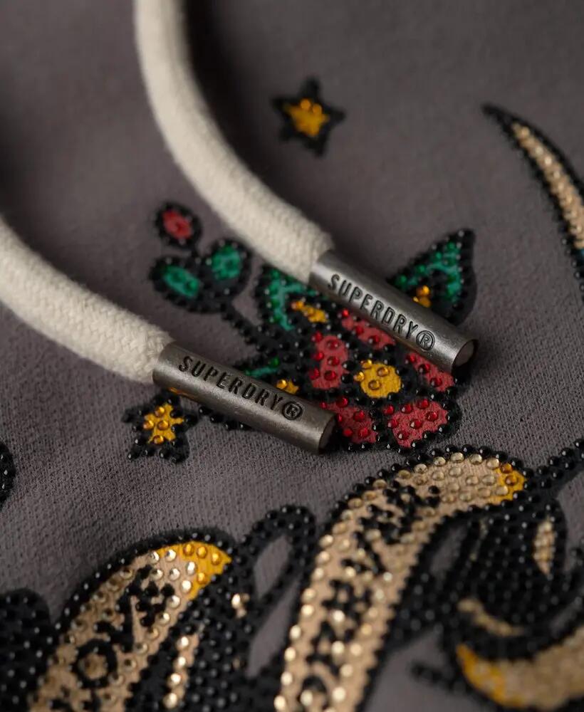 superdry Felpa con Cappuccio Tattoo Script Graphic in misto cotone ROCK GREY 5/6