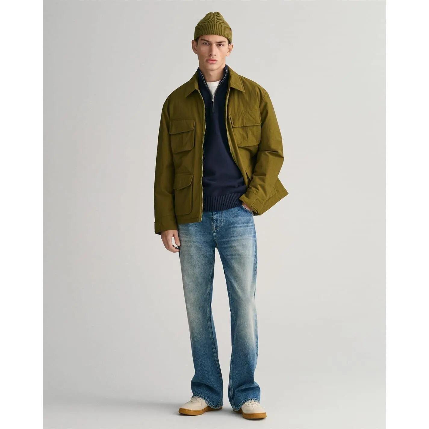 Felpa Micro Struttura Mezza Cerniera Uomo Gant Blu Navy 5/5