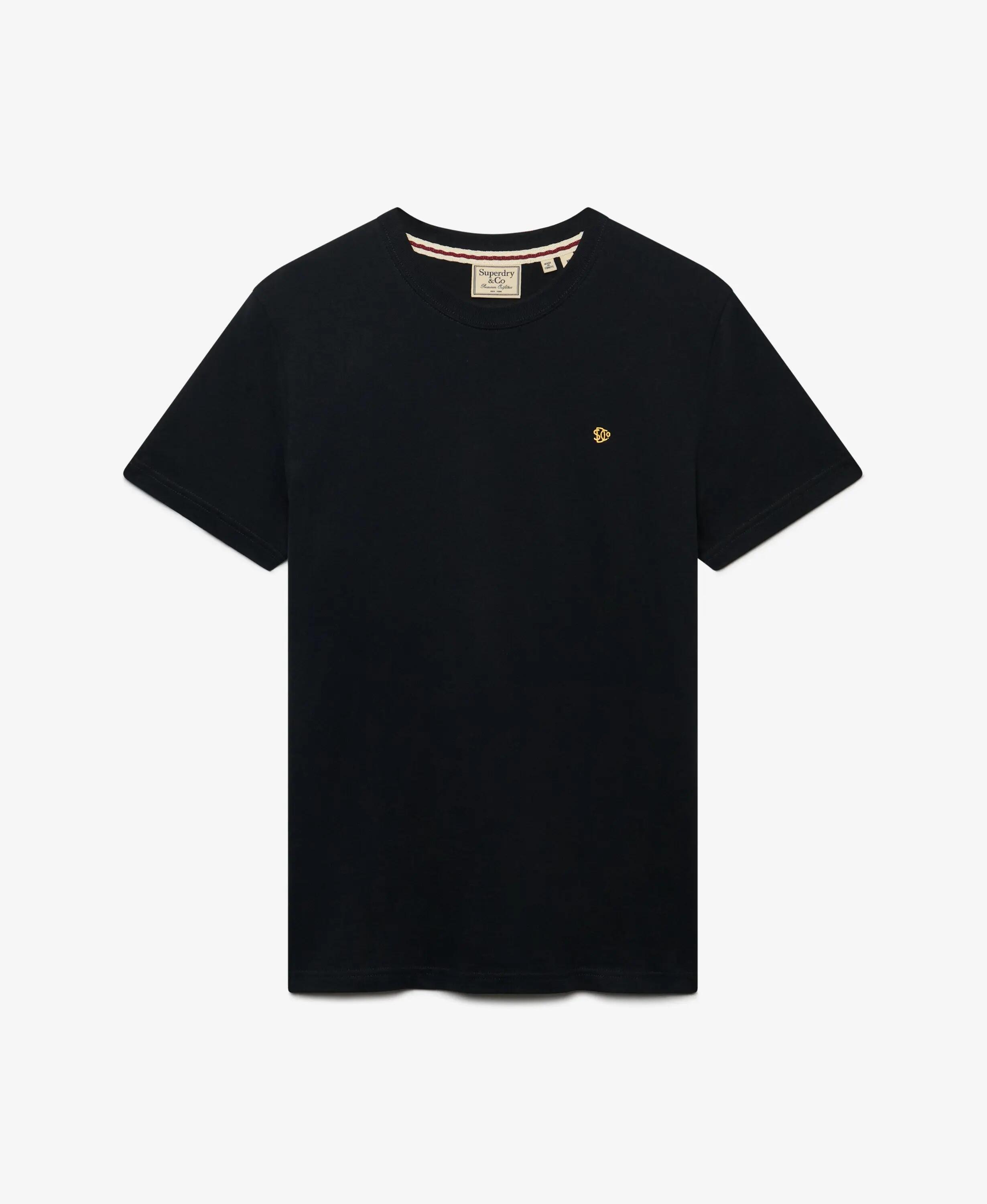 superdry SD&Co Logo besticktes T‑Shirt aus Bio‑Baumwolle Slim – BLACK/GOLD 6/6