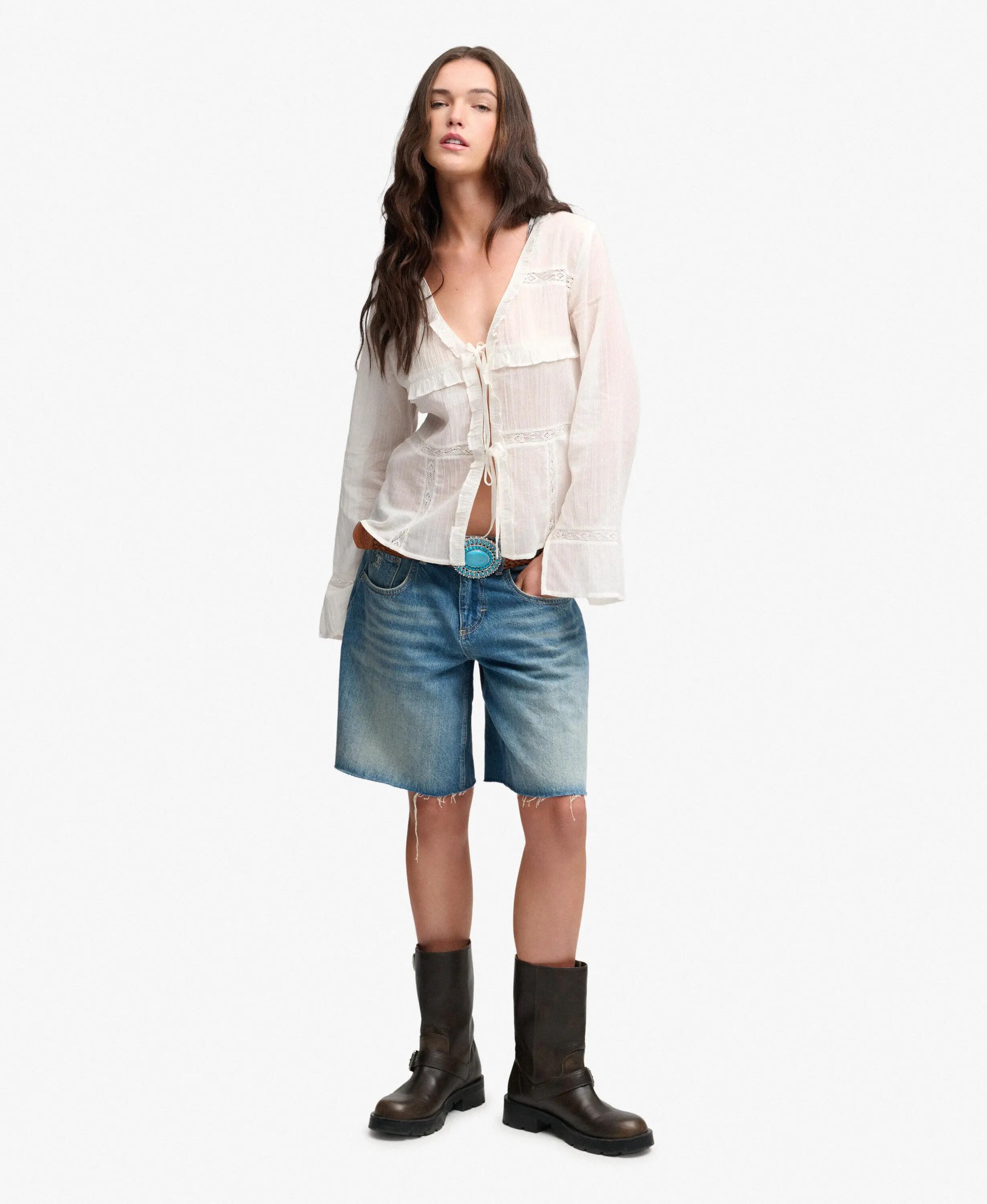 superdry Top manica lunga in pizzo con laccio frontale 3/5