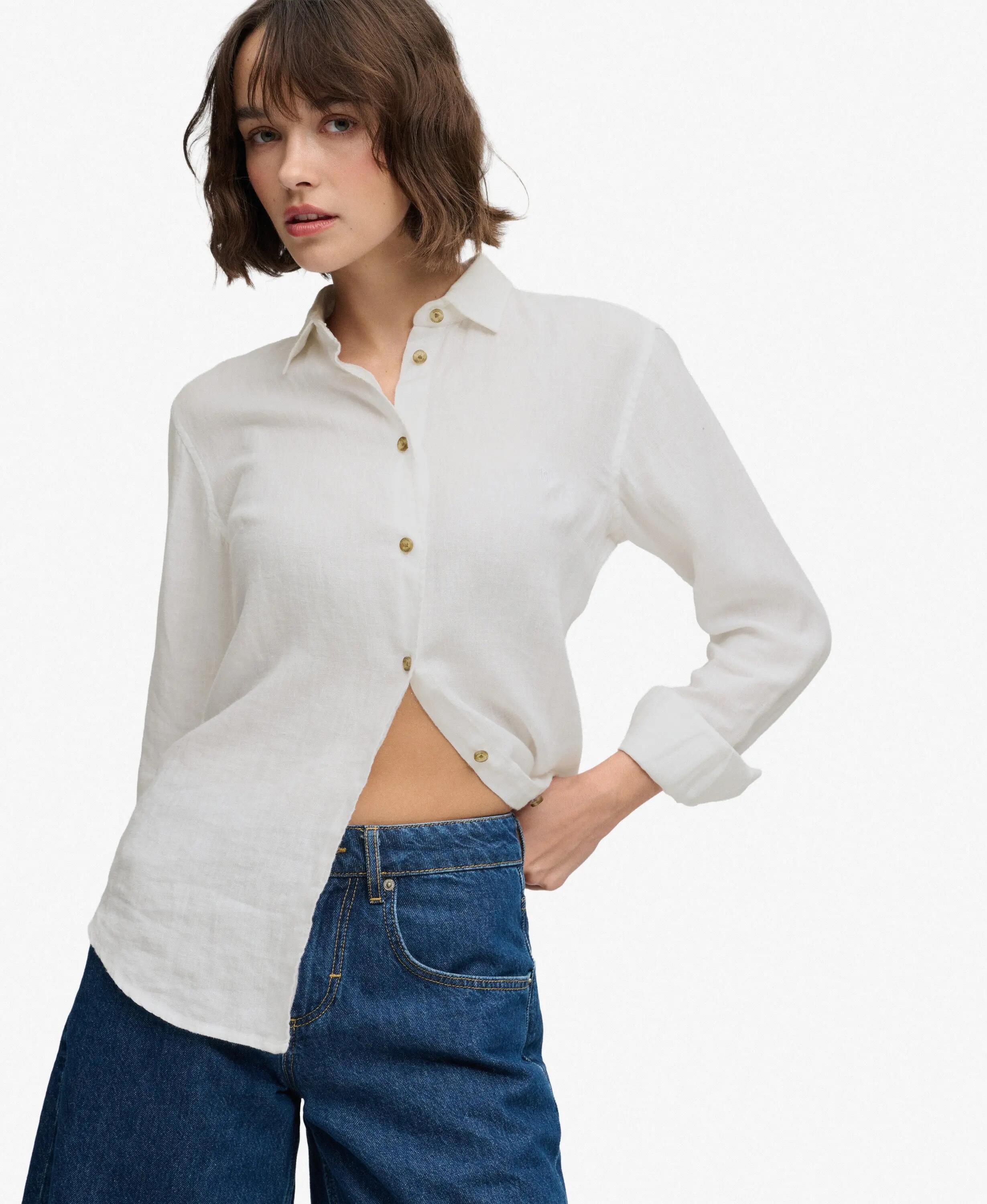 superdry Premium Linnen Boyfriend Overhemd — 100% linnen, OPTIC 4/7