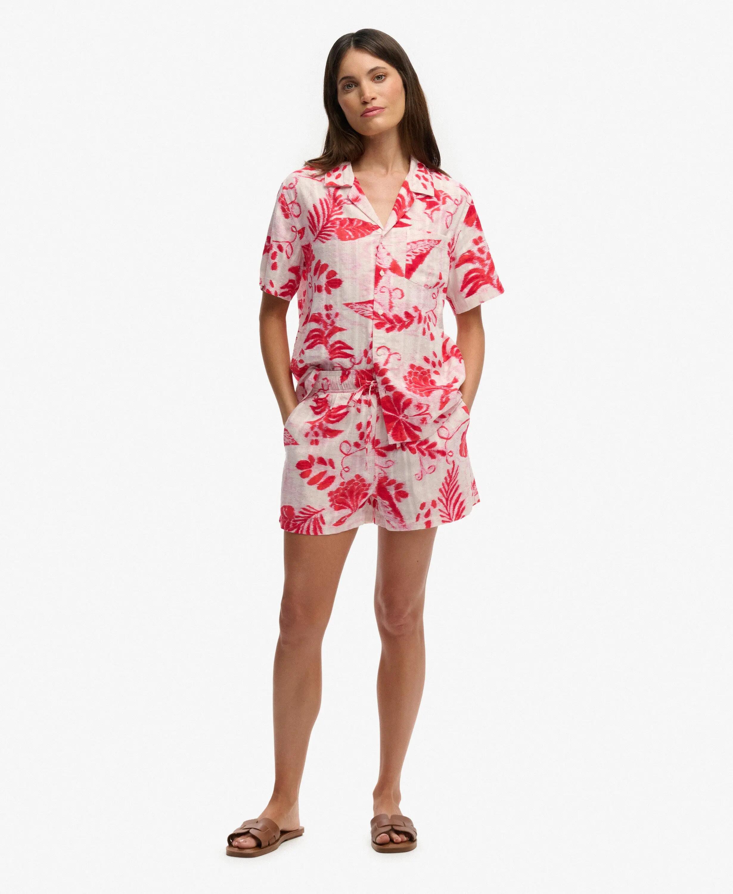 superdry Beach T-shirt met korte mouwen en print Ikat Floral Rood 4/7