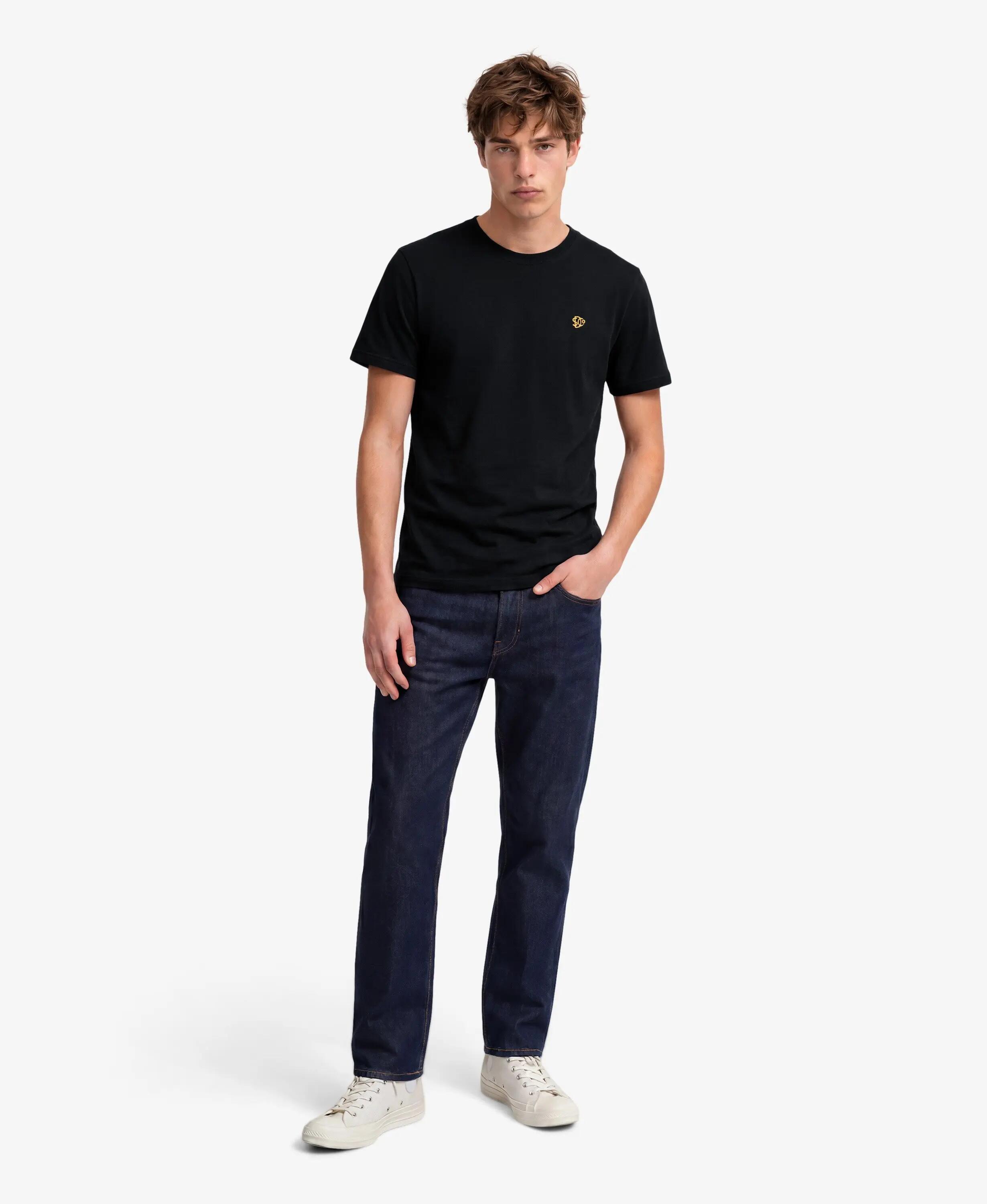 superdry SD&Co Logo besticktes T‑Shirt aus Bio‑Baumwolle Slim – BLACK/GOLD 3/6