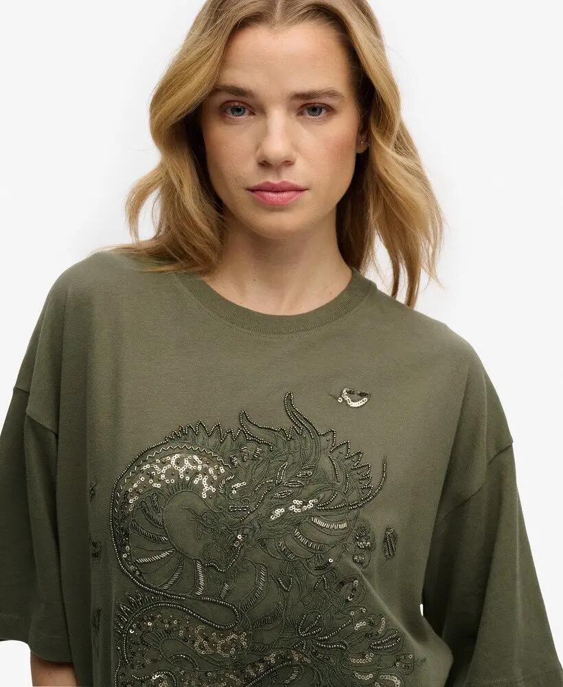 superdry T-shirt oversize com adornos tattoo 4/7