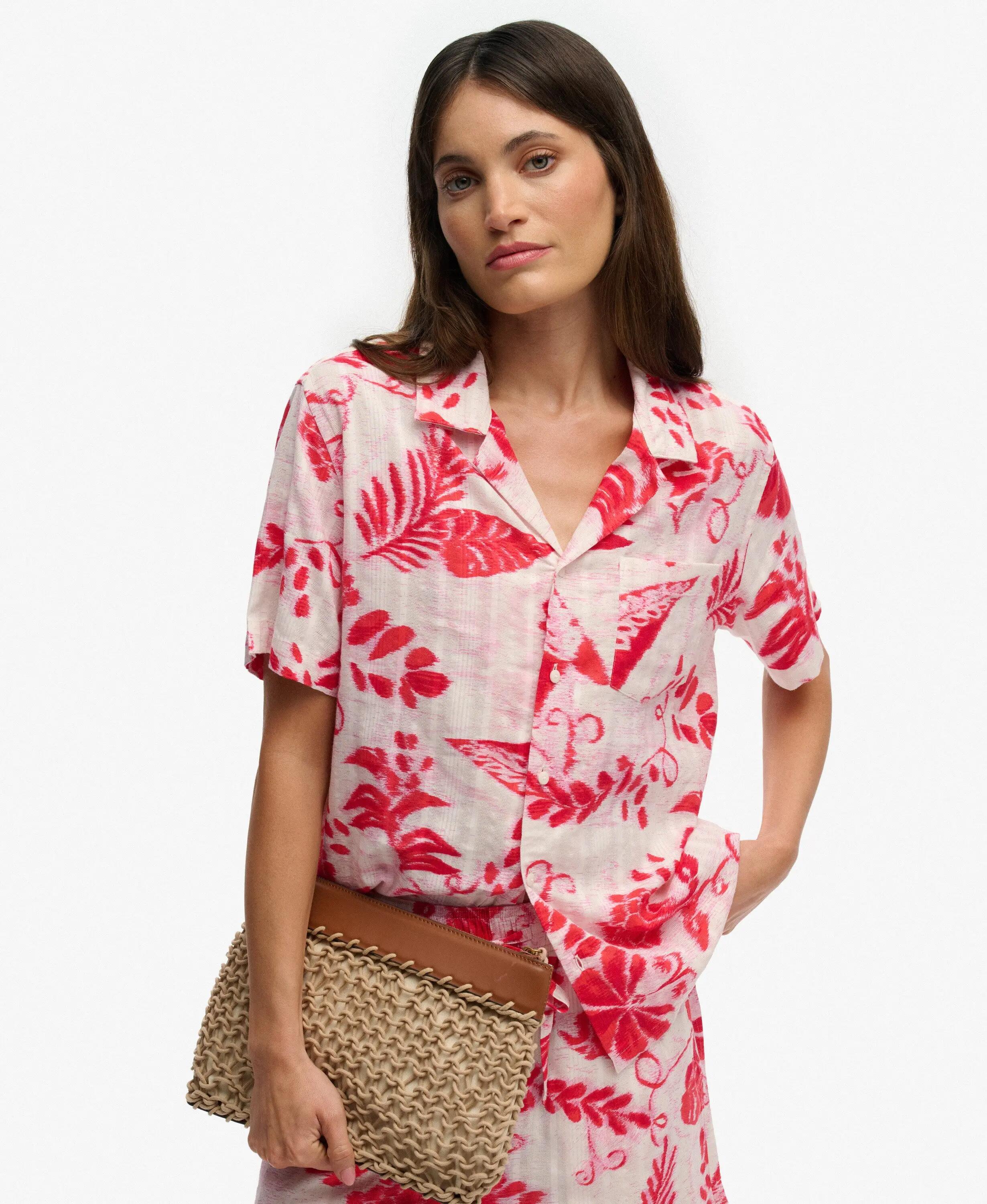superdry Beach T-shirt met korte mouwen en print Ikat Floral Rood 3/7