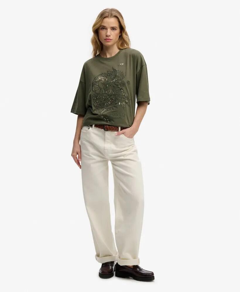 superdry T-shirt oversize com adornos tattoo 3/7