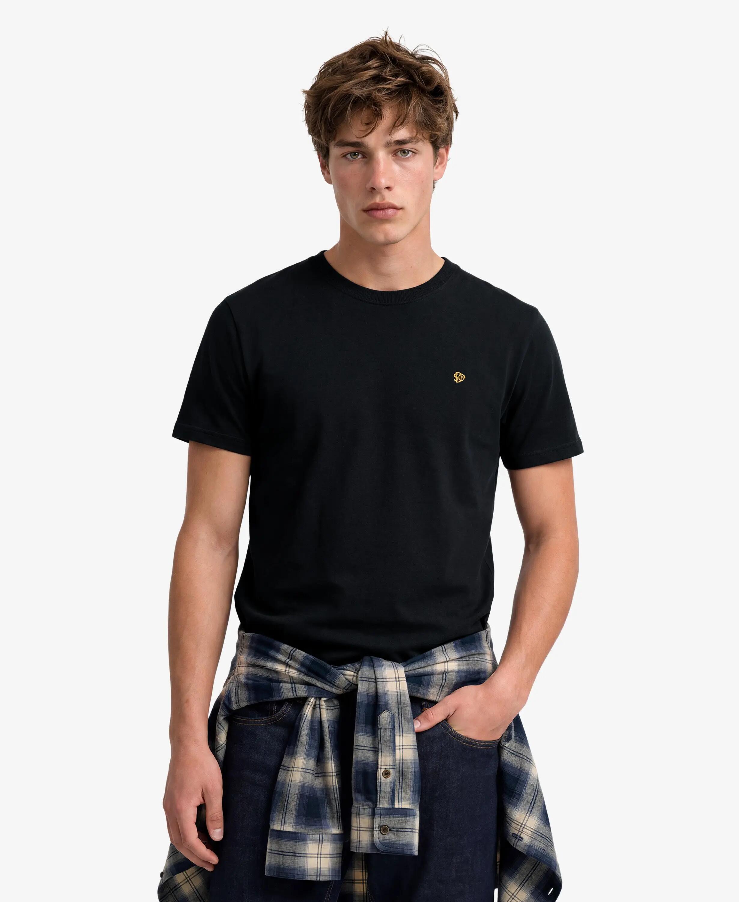 superdry SD&Co Logo besticktes T‑Shirt aus Bio‑Baumwolle Slim – BLACK/GOLD 2/6