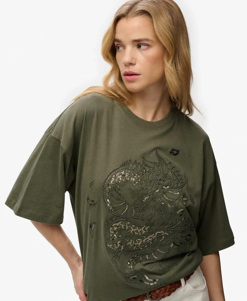 superdry T-shirt oversize com adornos tattoo 2/7