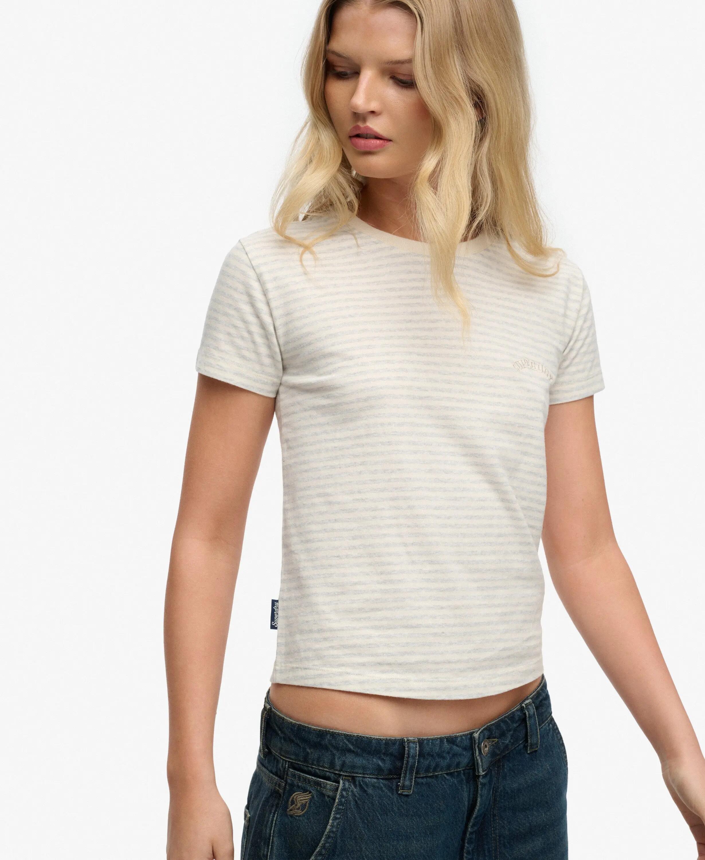 superdry T-shirt justa às riscas com logótipo essencial 2/5