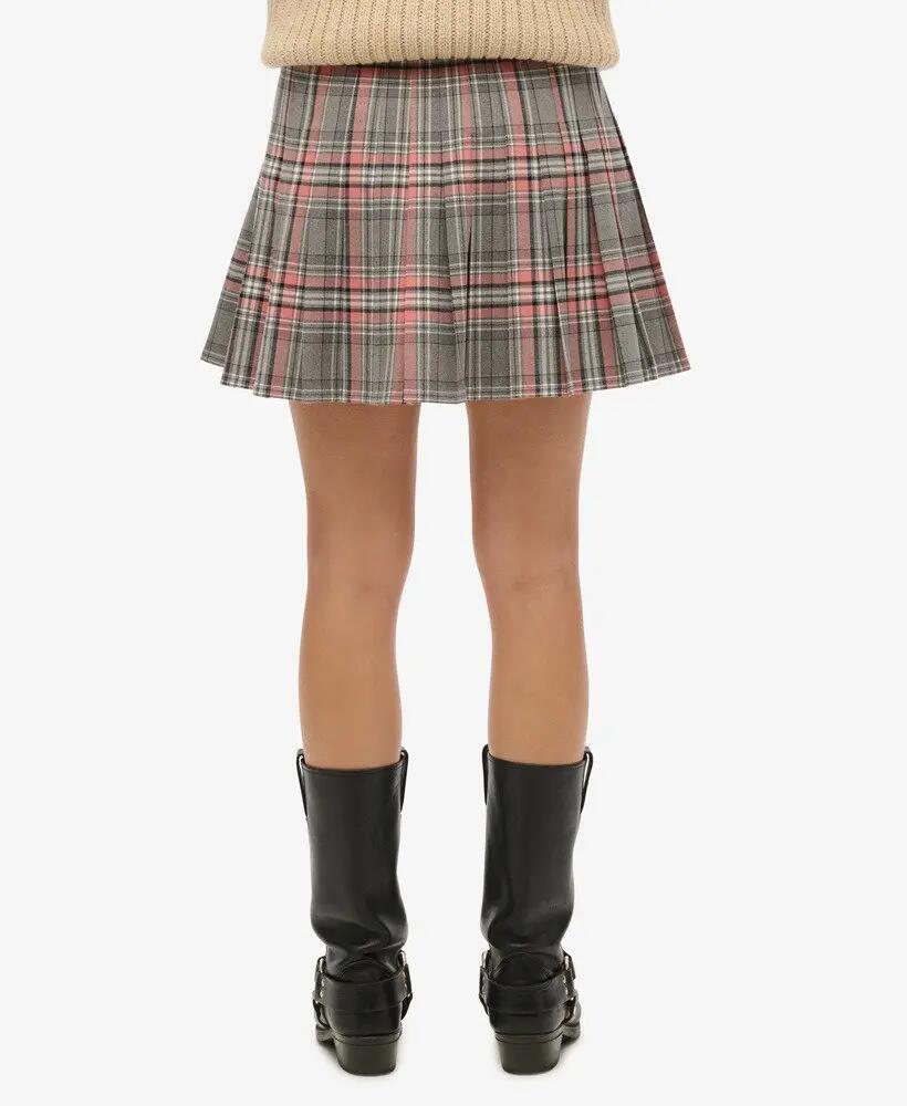 superdry Vintage Plisowana Mini Spódniczka w Kratę 5/5