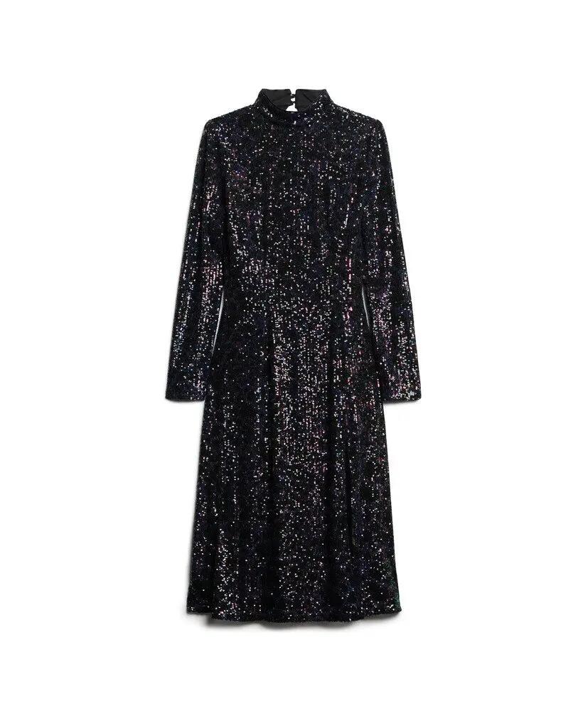 superdry Vestito midi con paillettes e schiena scoperta 7/7