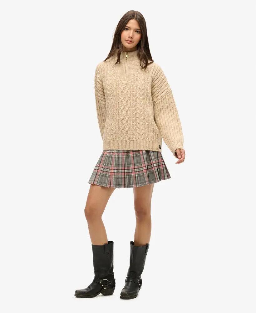 superdry Vintage Plisowana Mini Spódniczka w Kratę 3/5