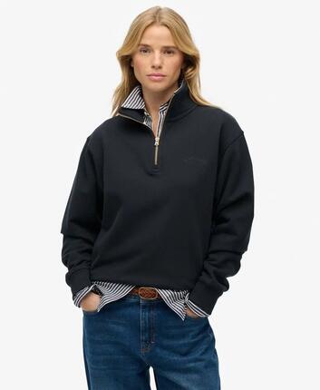 superdry Essential Logo Halbzip-Pullover – Lockere Passform – BLUEBELL