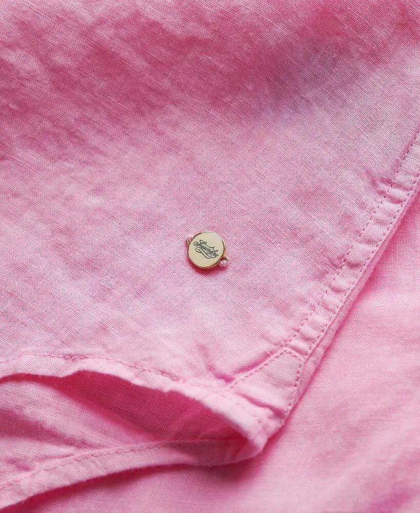 superdry Camisa Boyfriend Casual de Linho – Corte Solto – Coastal Pink 5/6