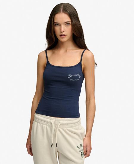 superdry Top Cami Athletics Essentials slim fit in cotone - CLASSIC NAVY