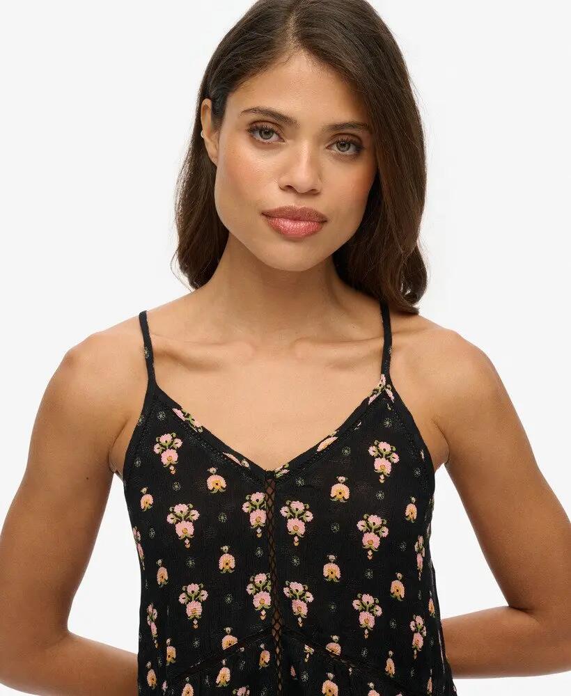 superdry Ladder Trim Cami Top met kant 3/4