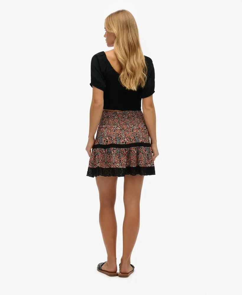 superdry Bedrukte mini-rok met kantdetail – Block Print Paisley 5/5