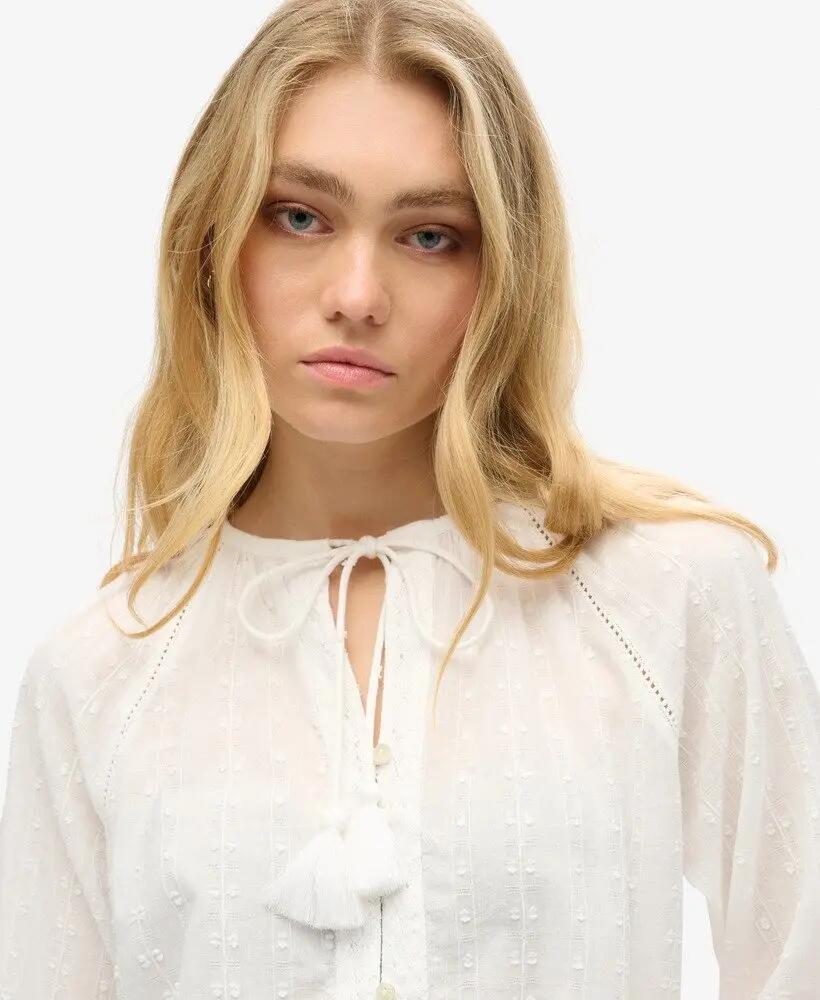 superdry Cotton Beach Top em algodão com renda e bordado 3/6