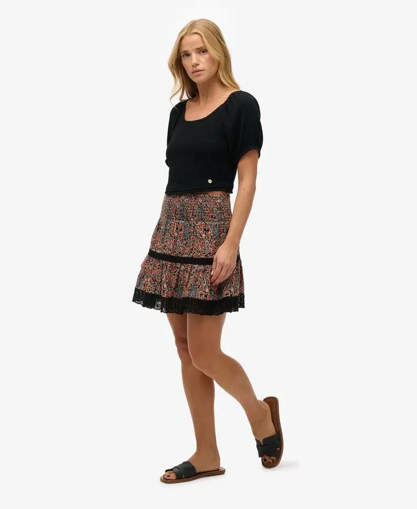 superdry Bedrukte mini-rok met kantdetail – Block Print Paisley 4/5
