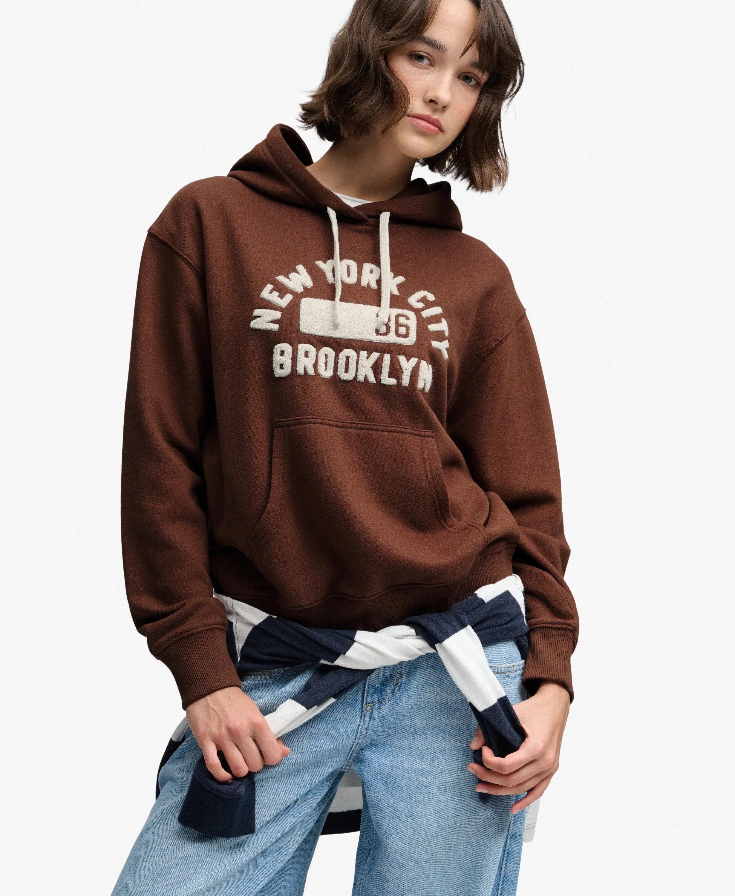 superdry Vintage Prep Chenille Hoodie – sweat à logo chenille – Mocha Brown 2/7