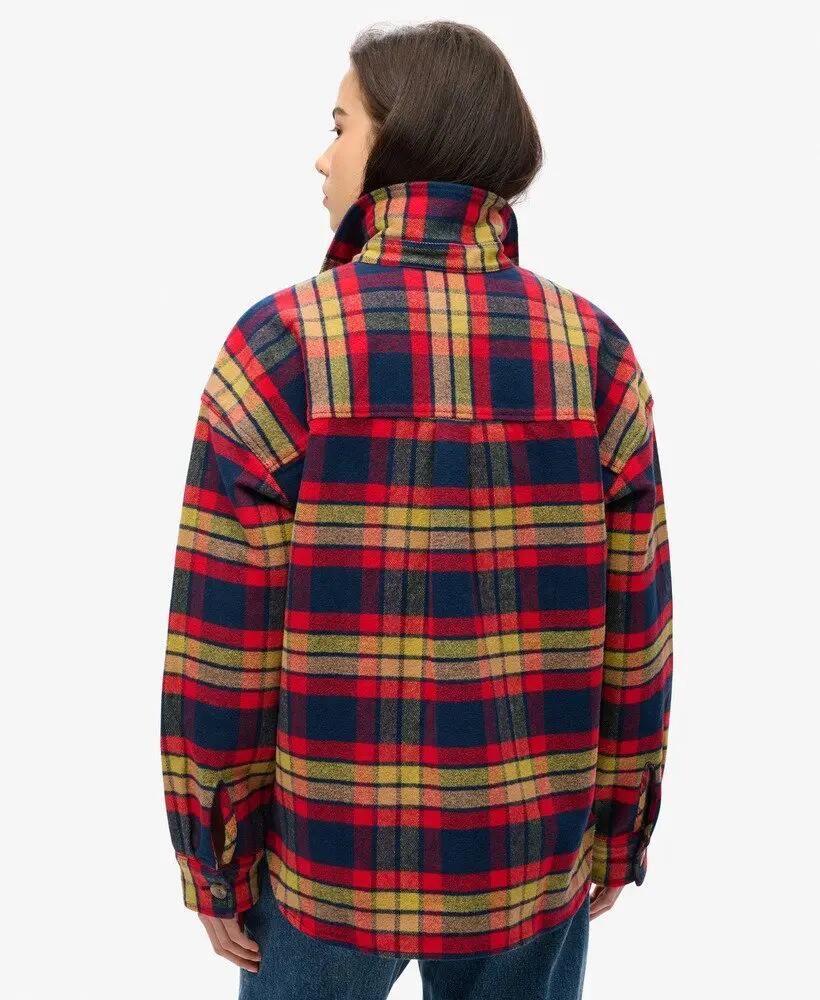 superdry Overshirt a quadri in cotone biologico – Navy/Red Check 4/6