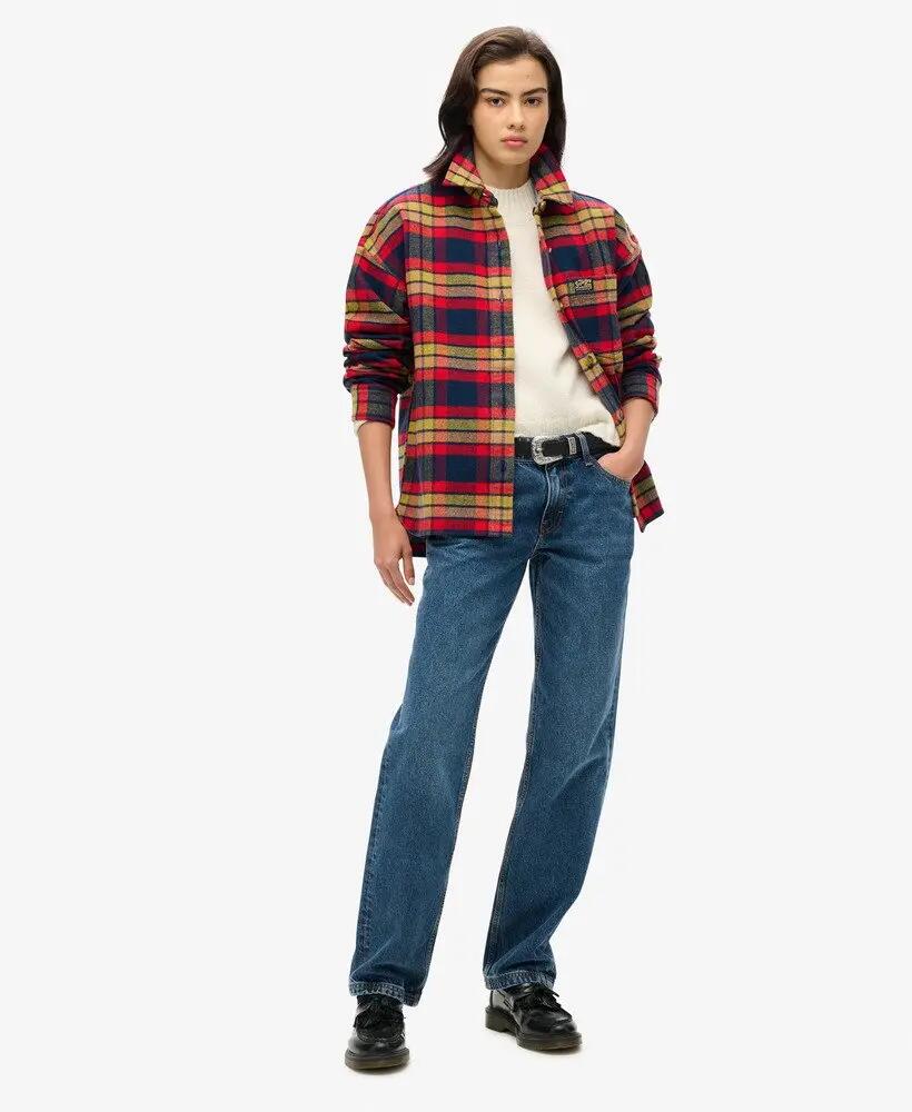 superdry Overshirt a quadri in cotone biologico – Navy/Red Check 2/6