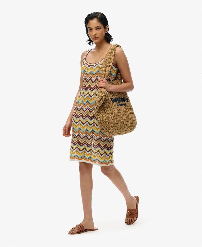 superdry Vestido curto de malha Zigzag - Riscas mint 5/5