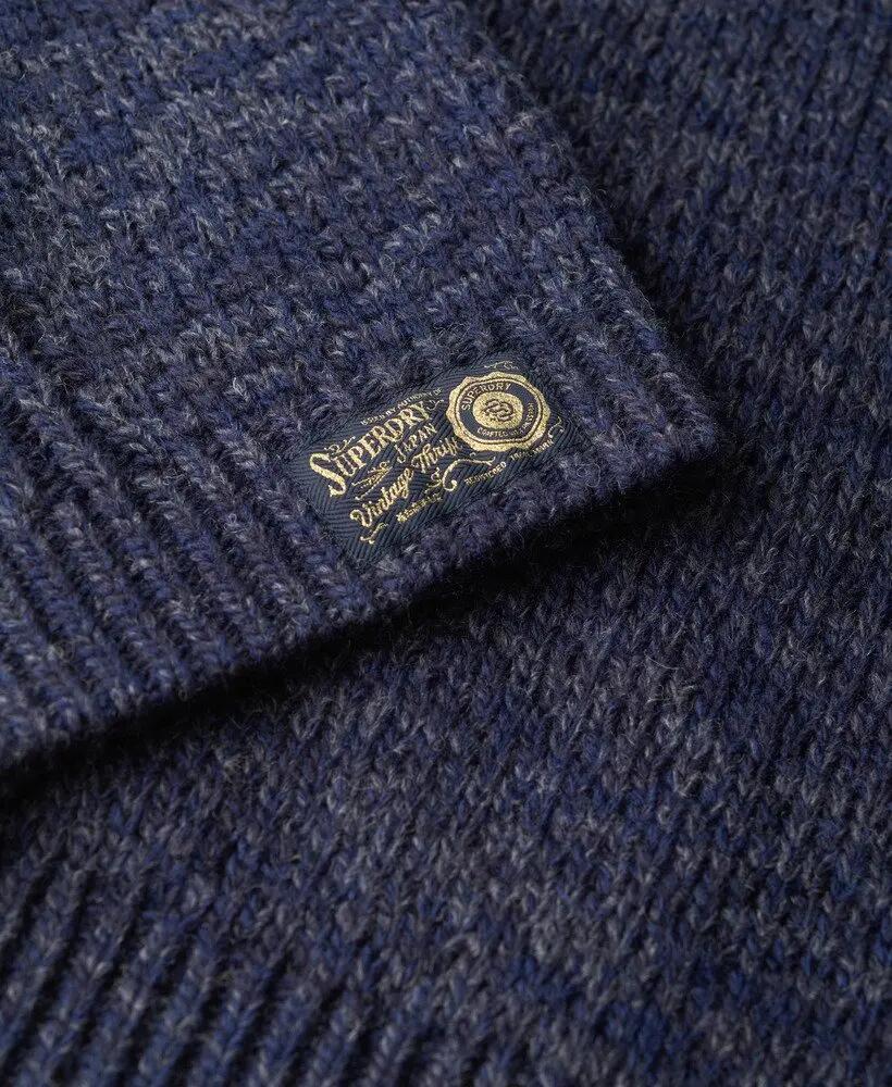 superdry Cable Mock Neck Pullover in Island Marineblau Twist 5/6