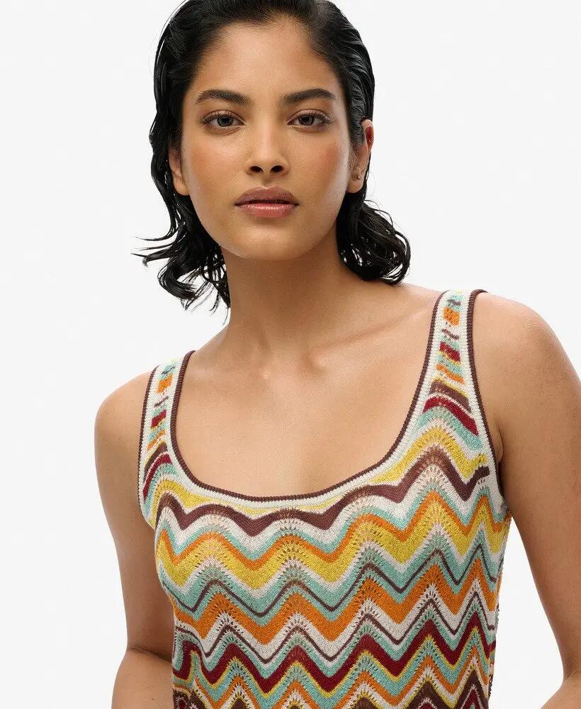 superdry Vestido curto de malha Zigzag - Riscas mint 3/5