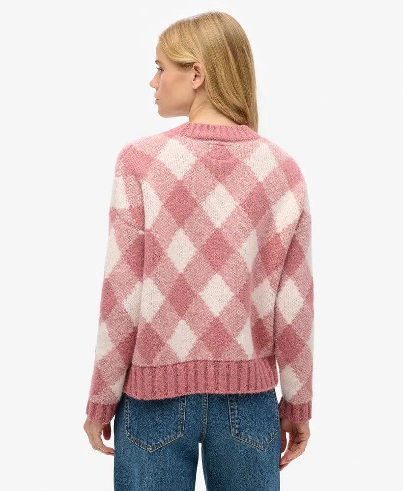 superdry Camisola feminina padrão Argyle em Mauvewood Pink 4/6