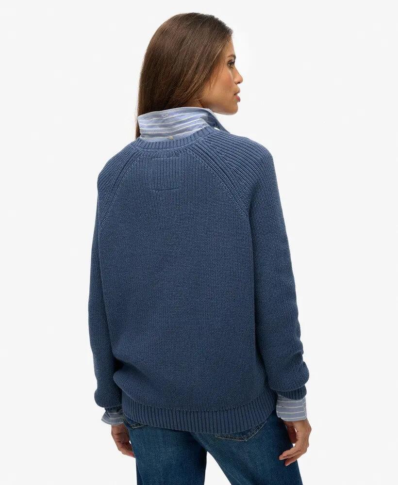 superdry Maglione lavorato a coste Relaxed in cotone – VINTAGE BLUE 6/6