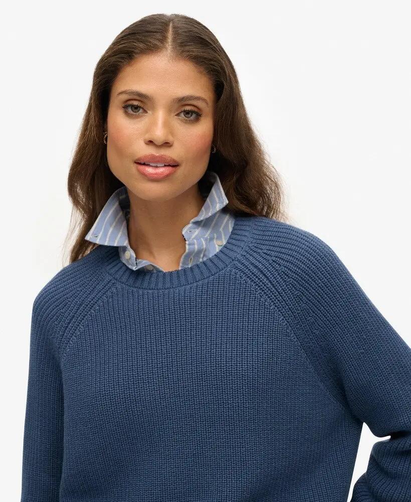 superdry Maglione lavorato a coste Relaxed in cotone – VINTAGE BLUE 5/6