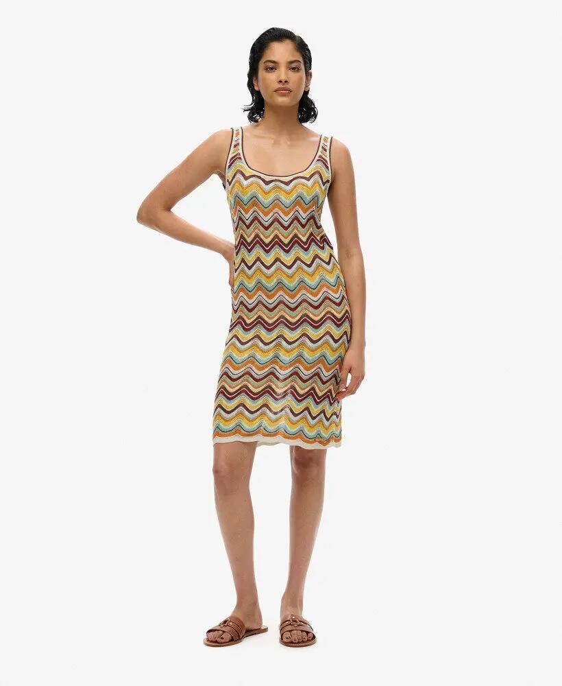 superdry Vestido curto de malha Zigzag - Riscas mint 2/5