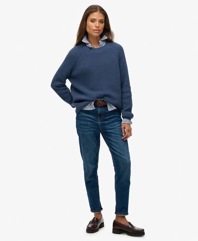 superdry Maglione lavorato a coste Relaxed in cotone – VINTAGE BLUE 4/6