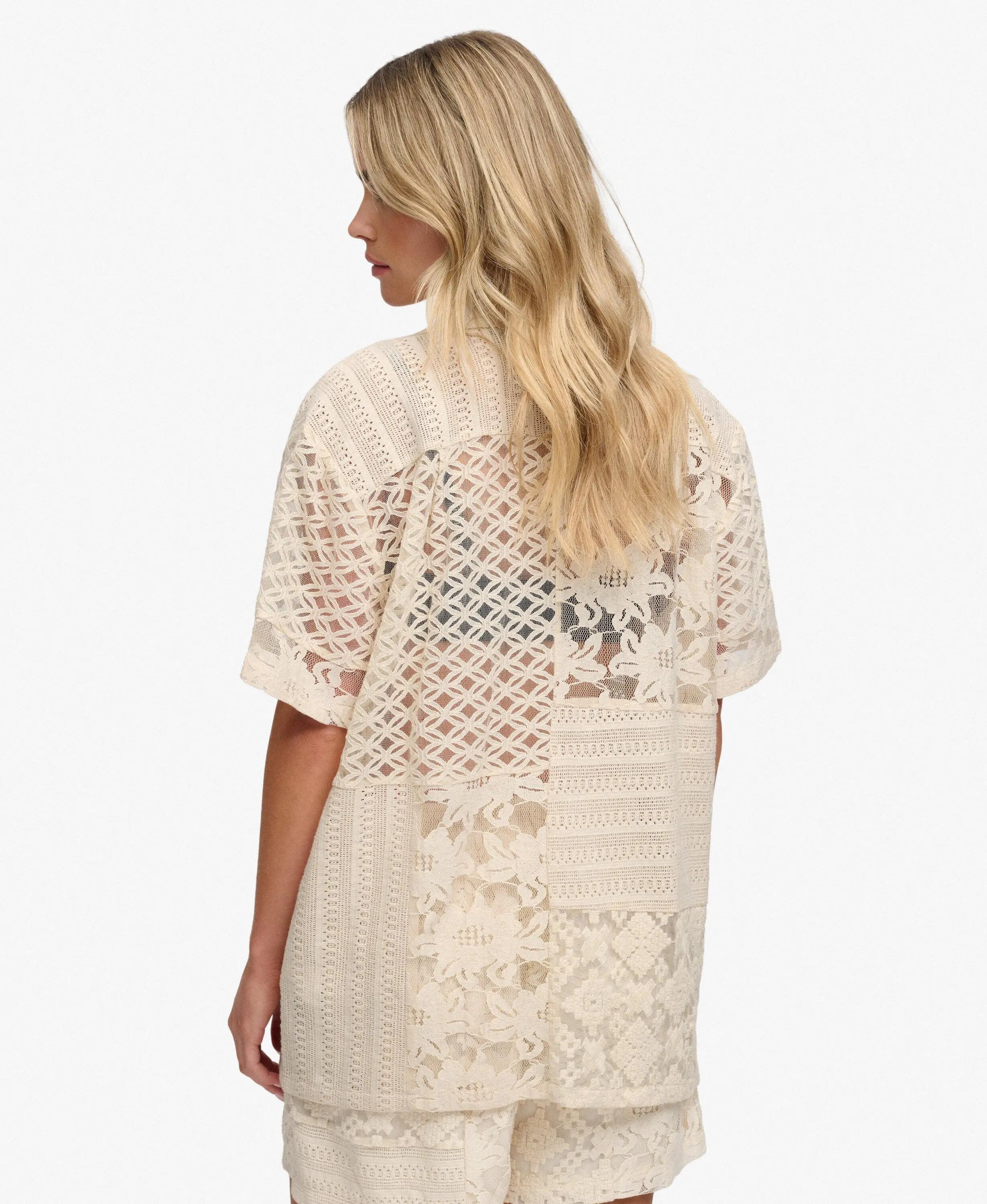 superdry Koronkowa koszula Lace Patchwork Beach Resort — półprzezroczysta 5/7