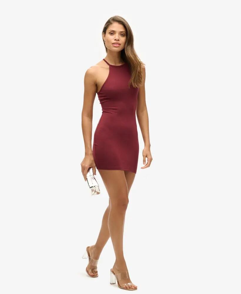 superdry Strappy Back Racer Neck Mini Dress Port Red em TENCEL™ Modal 5/5