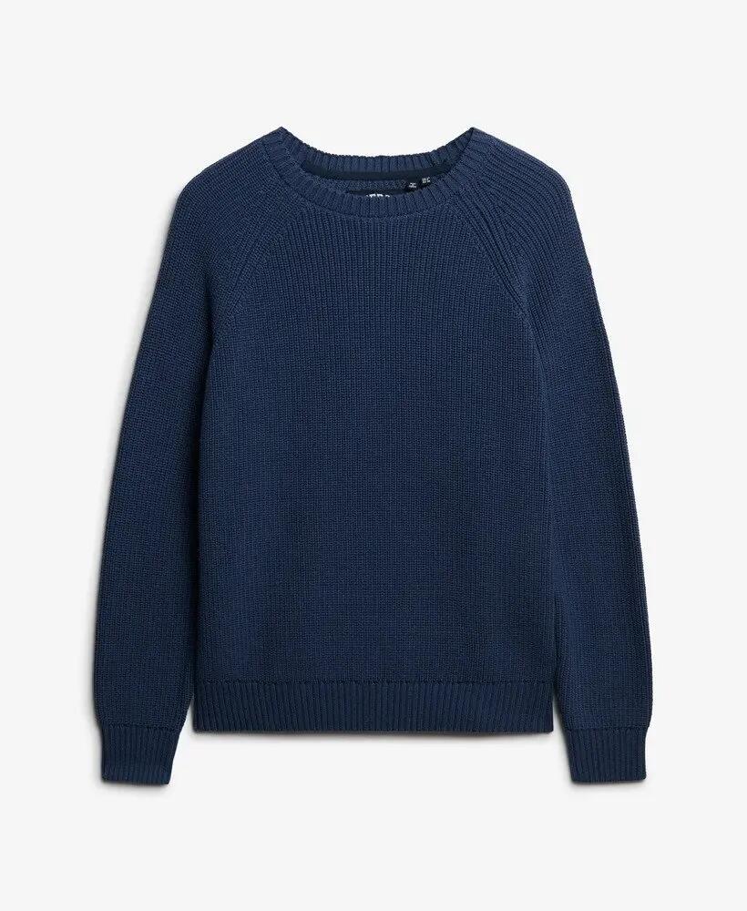 superdry Maglione lavorato a coste Relaxed in cotone – VINTAGE BLUE 2/6