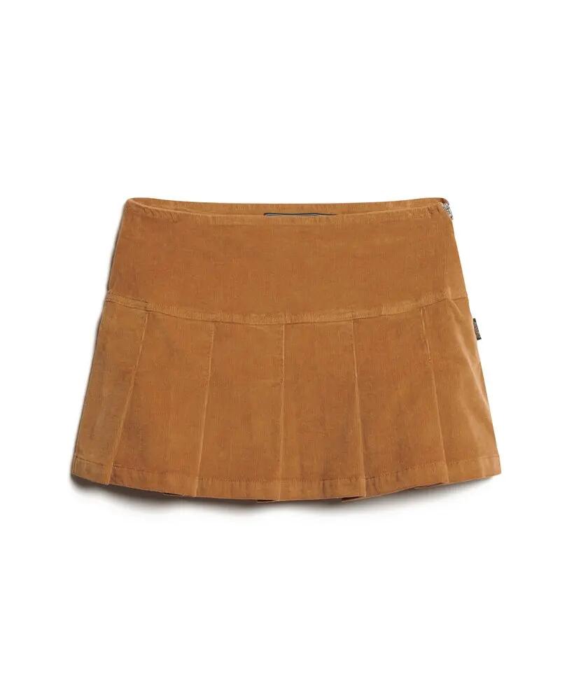 superdry Jupe mini plissée en velours côtelé Vintage Cord — Caramel Café 5/5