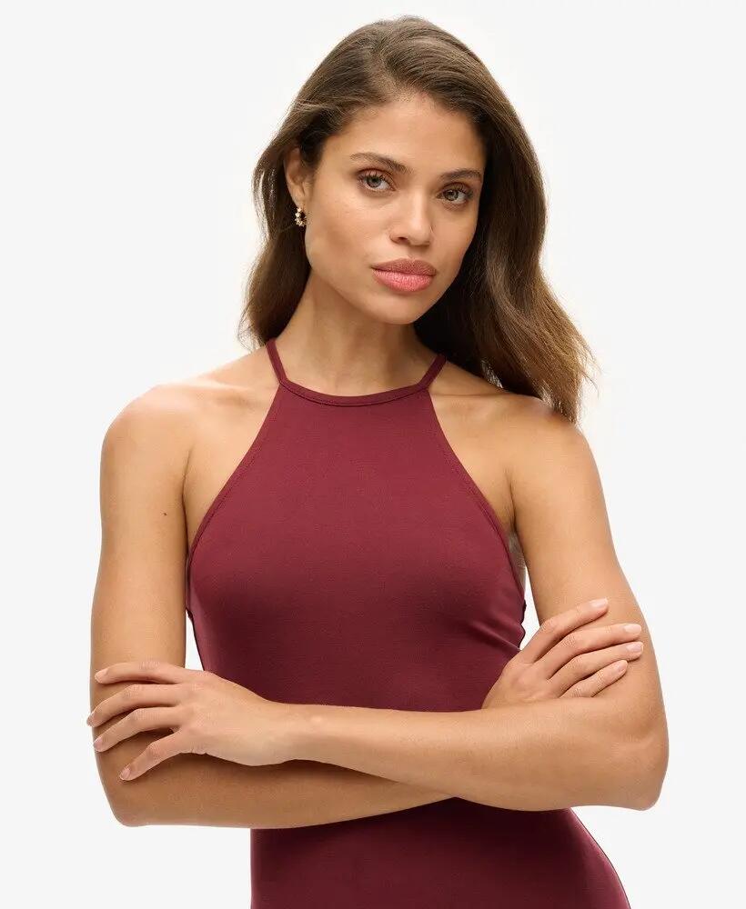 superdry Strappy Back Racer Neck Mini Dress Port Red em TENCEL™ Modal 3/5