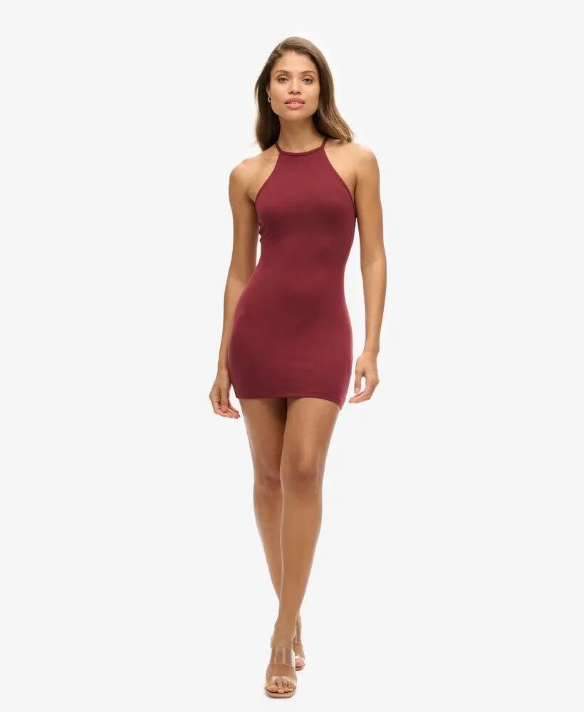 superdry Strappy Back Racer Neck Mini Dress Port Red em TENCEL™ Modal 2/5