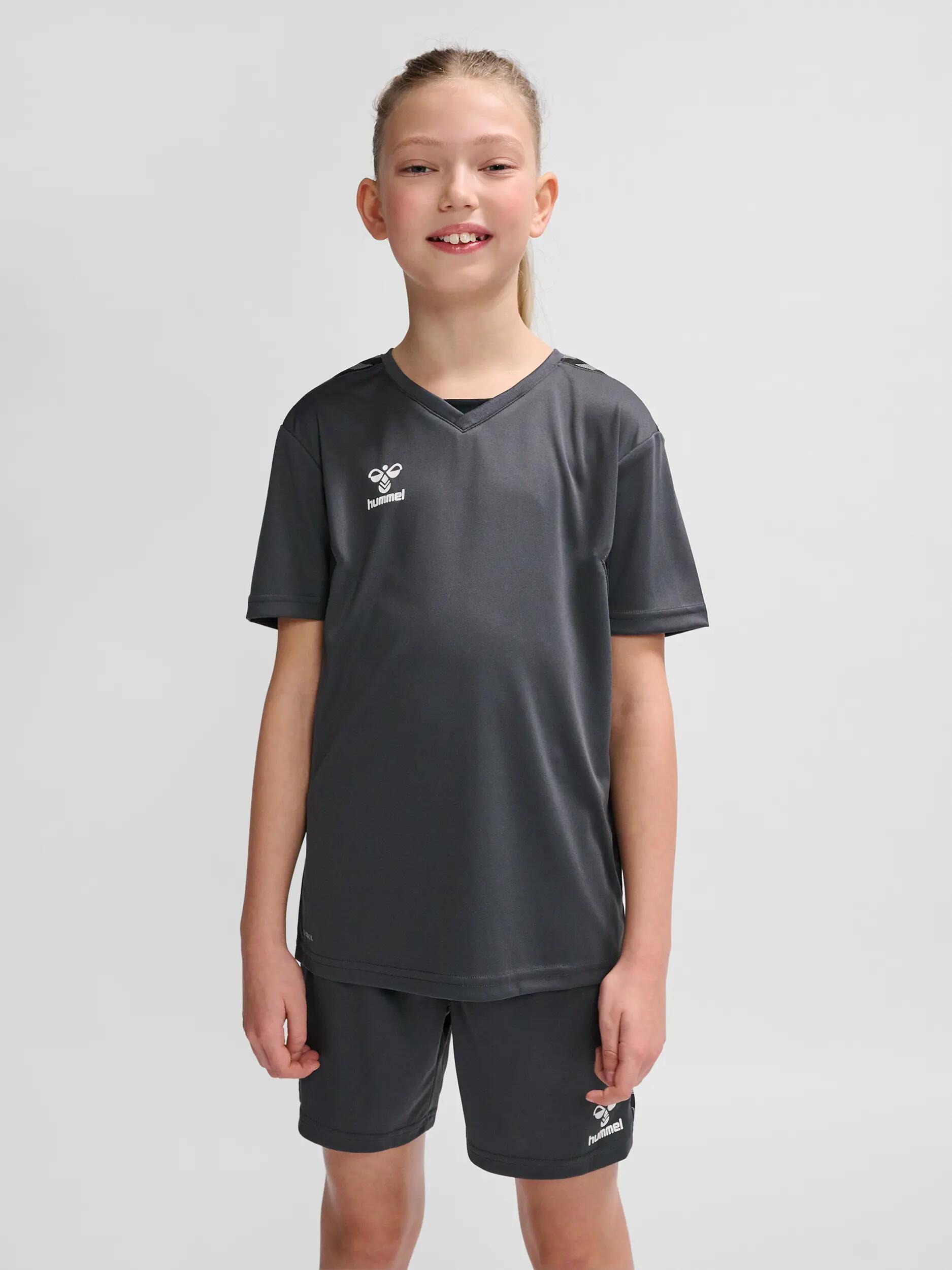 hummel T-shirt hmlAUTHENTIC PL JERSEY S/S KIDS - Polyester, Asphalt 4/6