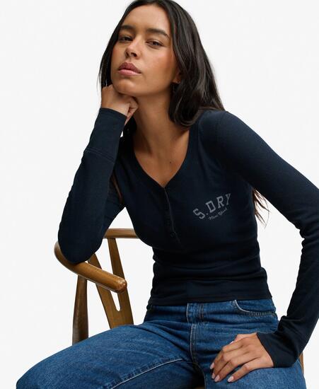 superdry Haut boutonné à manches longues slim fit – ECLIPSE NAVY