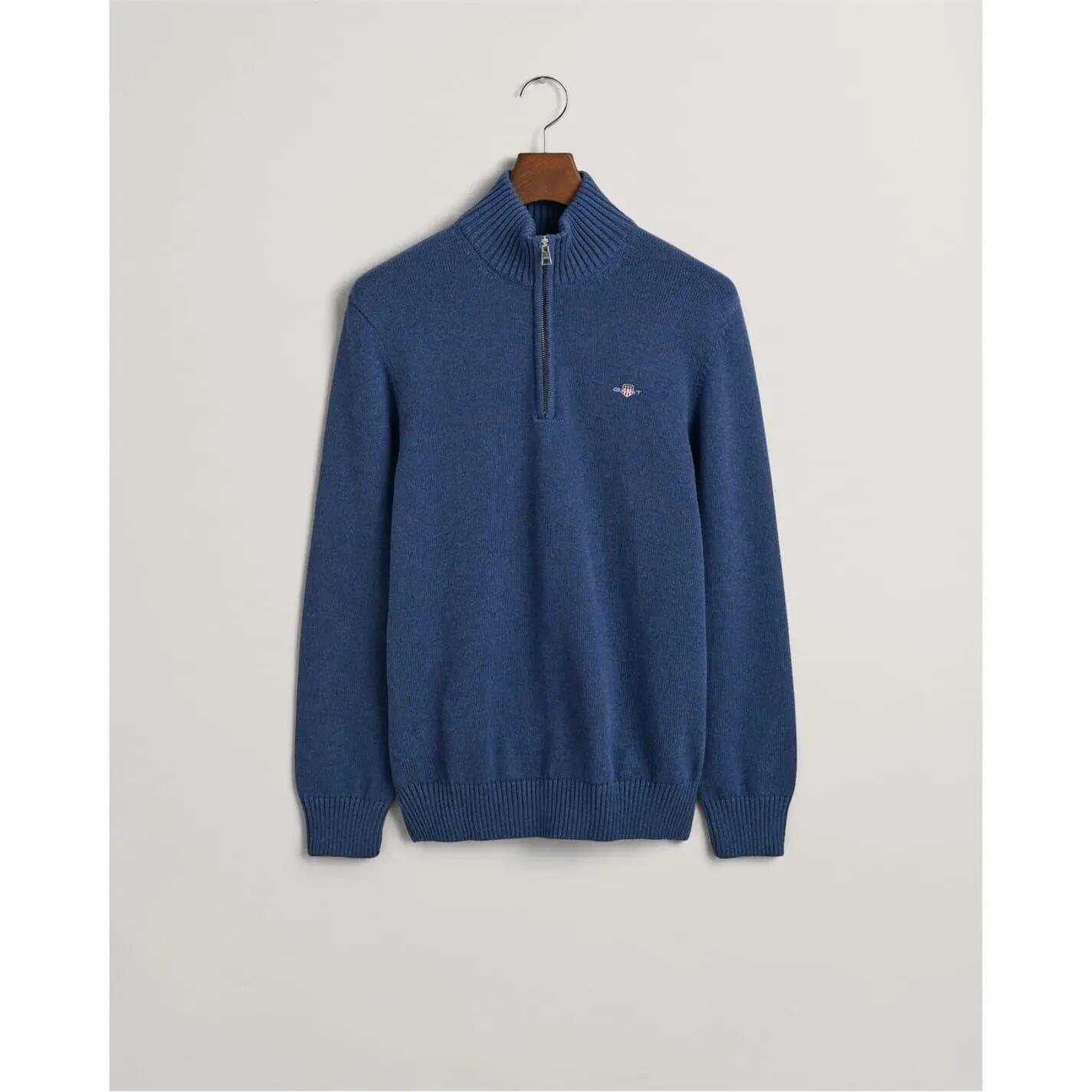 Mens Micro Textured Half Zip Sweatshirt (Marine) 5/5