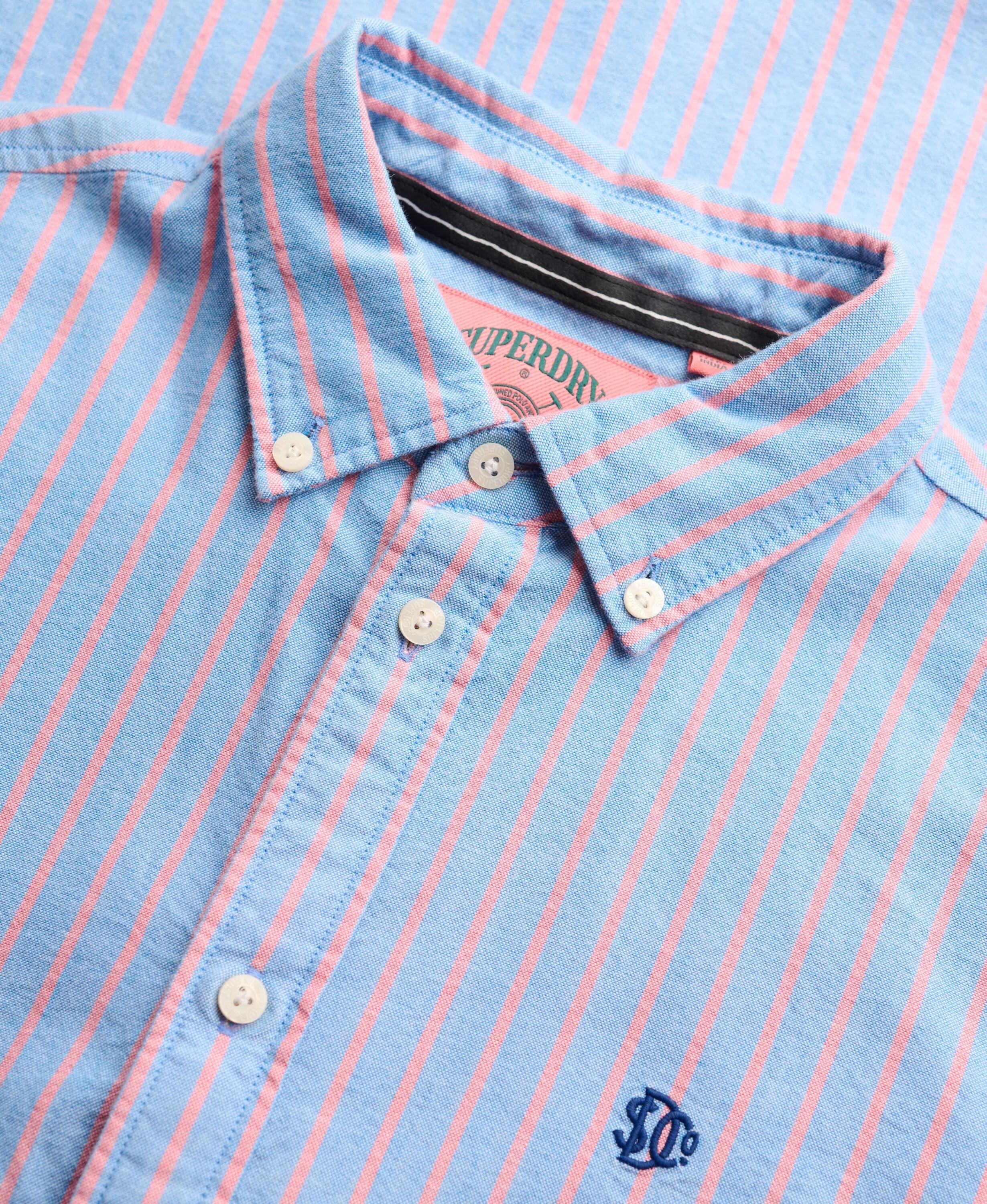superdry Chemise Slim Oxford à Manches Longues – Rayures Bleu/Rose – BLUE/PINK 6/7