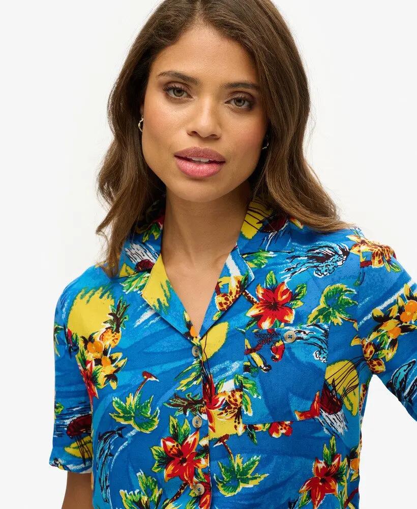superdry Camisa Beach Resort de viscosa con estampado Blue Dolphin Ocean 3/6