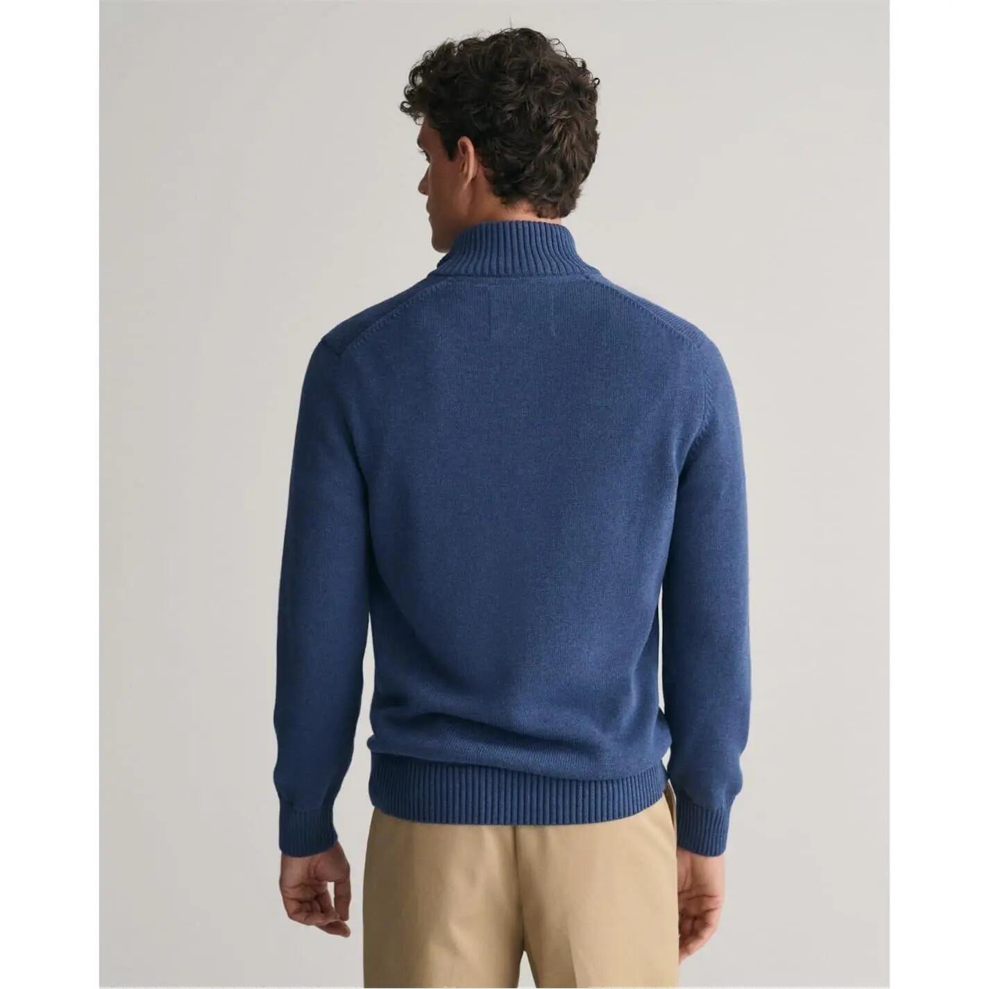 Mens Micro Textured Half Zip Sweatshirt (Marine) 3/5